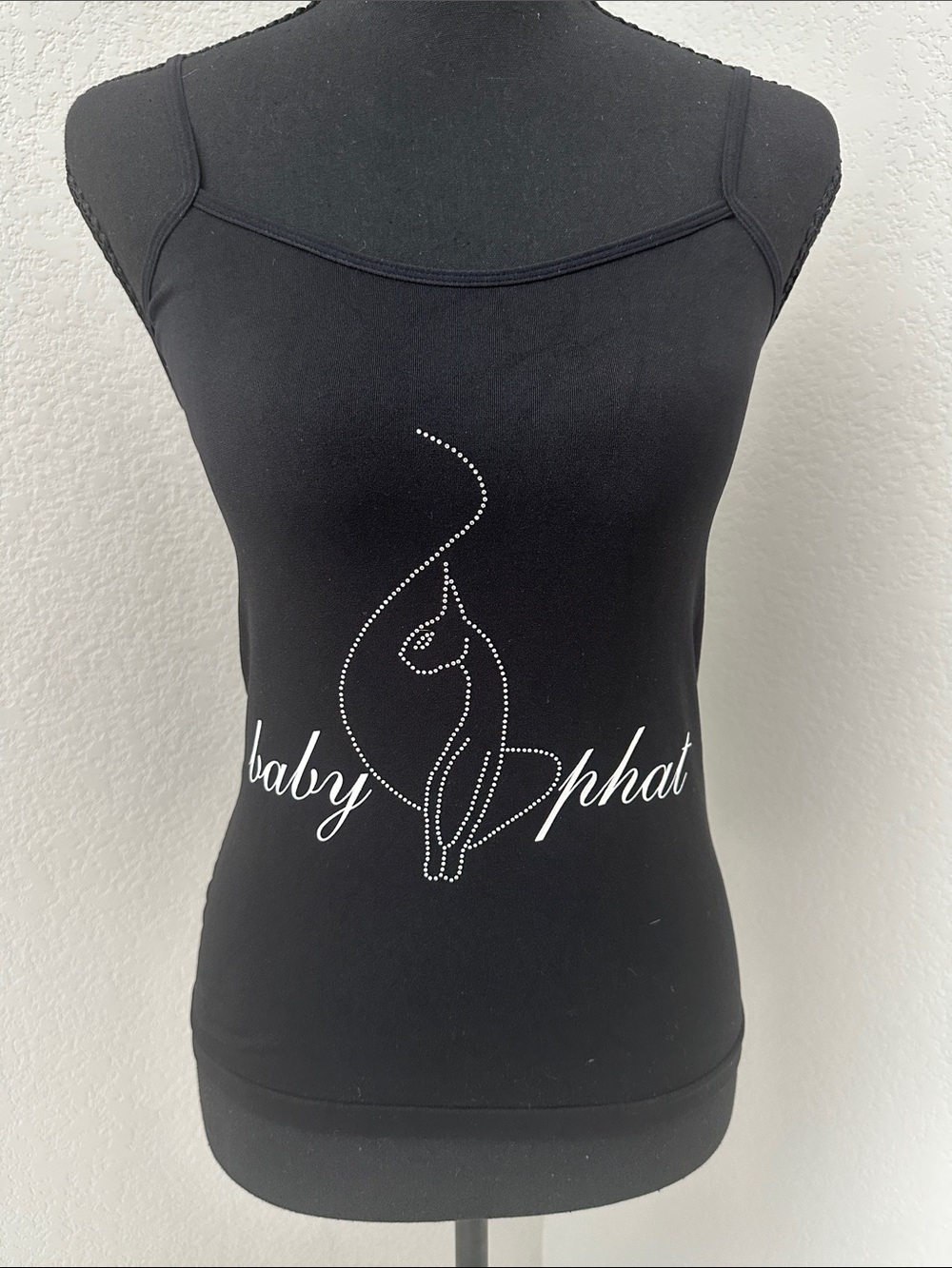 Baby Phat Black Rhinestone Cat Logo Cami